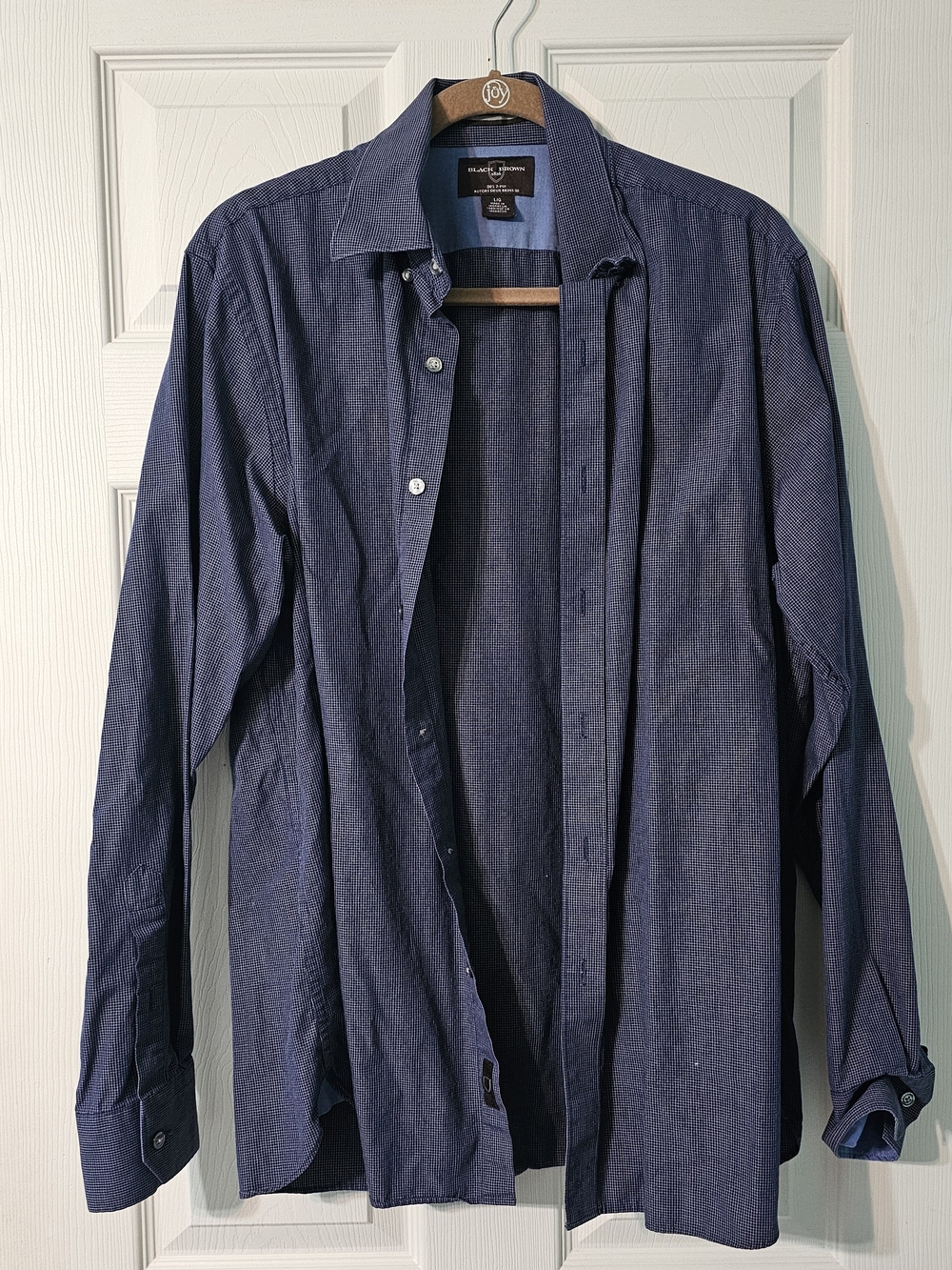 Black Brown 1826 Men's Navy Textured Long-Sleeve Button-Up Shirt